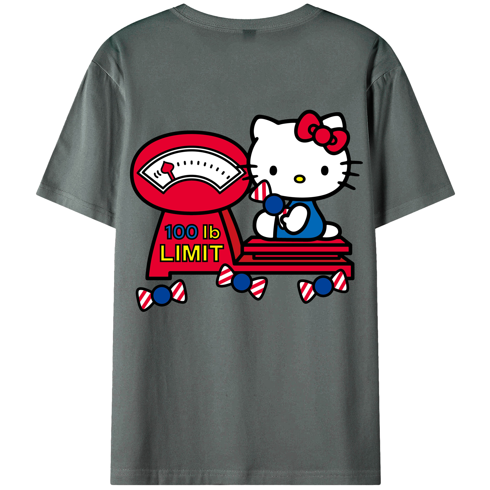 （画像用） Hello Kitty ハローキティ 綿100％ メンズ半袖Tシャツ（バックプリント） 通気性